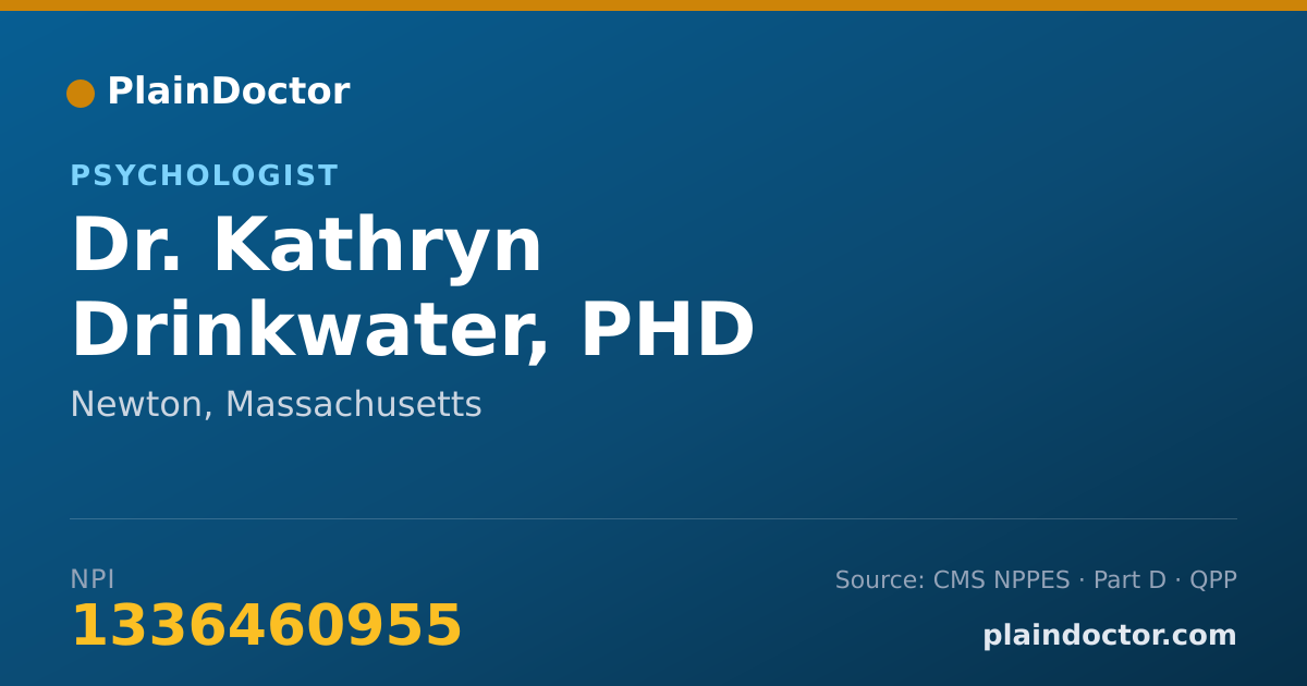 Shareable card for Kathryn Drinkwater, PHD - Psychologist, Newton, MA