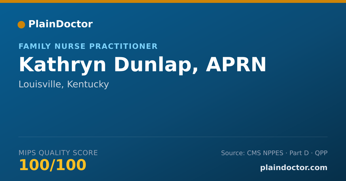 Shareable card for Kathryn Dunlap, APRN - Family Nurse Practitioner, Louisville, KY