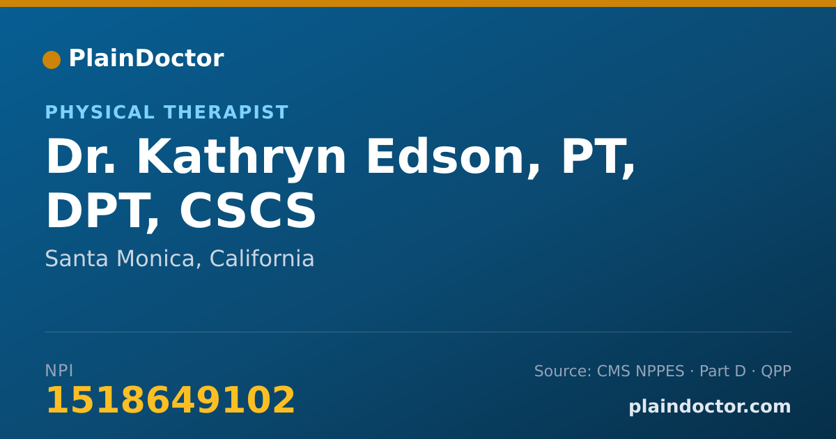 Shareable card for Kathryn Edson, PT, DPT, CSCS - Physical Therapist, Santa Monica, CA