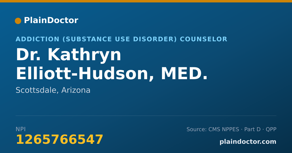 Shareable card for Kathryn Elliott-Hudson, MED. ,LISAC, NCGC-II - Addiction (Substance Use Disorder) Counselor, Scottsdale, AZ