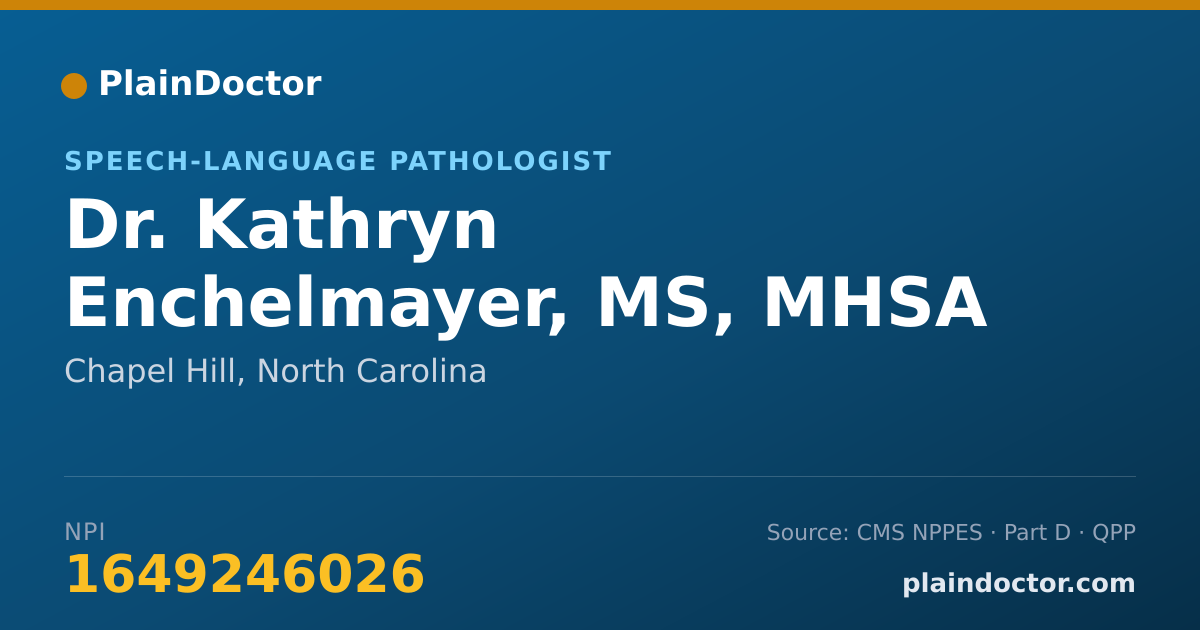 Shareable card for Kathryn Enchelmayer, MS, MHSA - Speech-Language Pathologist, Chapel Hill, NC