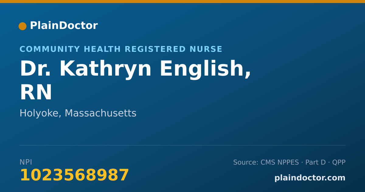 Shareable card for Kathryn English, RN - Community Health Registered Nurse, Holyoke, MA