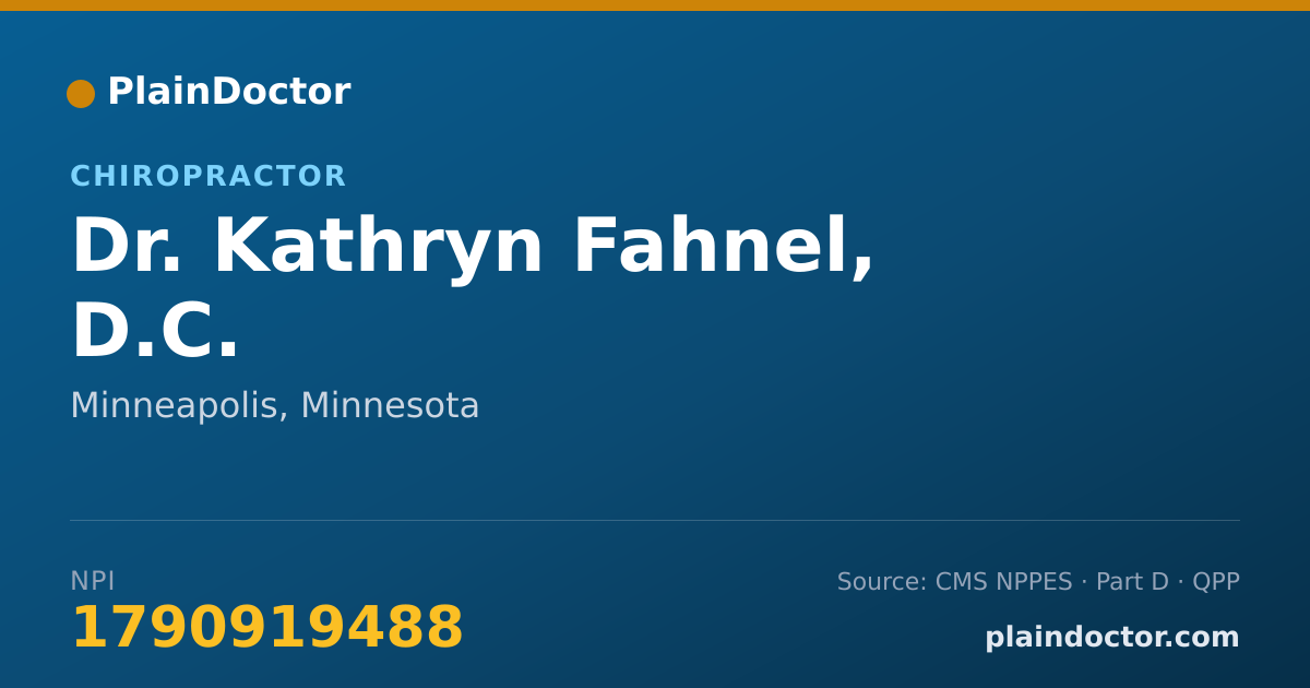 Shareable card for Kathryn Fahnel, D.C. - Chiropractor, Minneapolis, MN