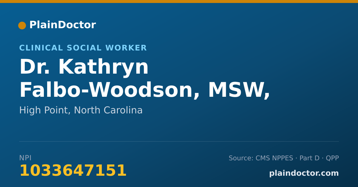 Shareable card for Kathryn Falbo-Woodson, MSW, LCSWA - Clinical Social Worker, High Point, NC