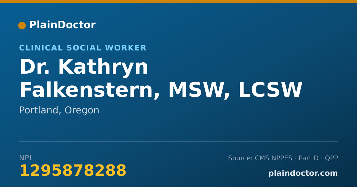 Shareable card for Kathryn Falkenstern, MSW, LCSW - Clinical Social Worker, Portland, OR