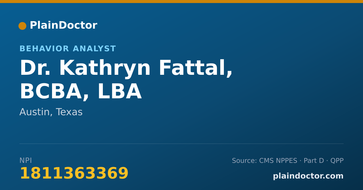 Shareable card for Kathryn Fattal, BCBA, LBA - Behavior Analyst, Austin, TX