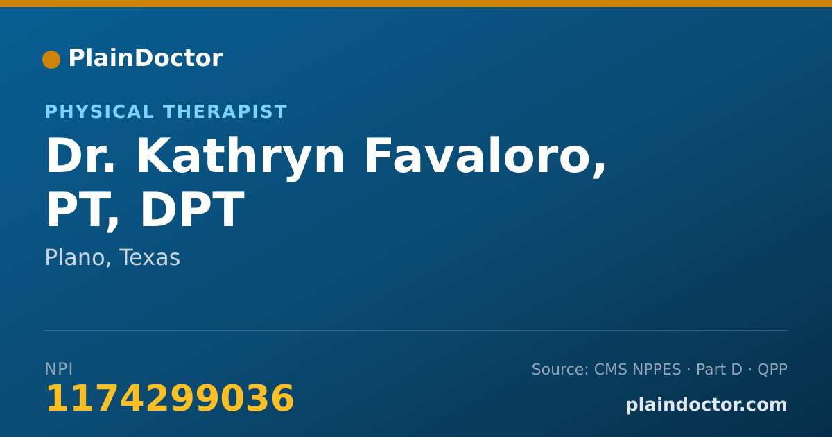 Shareable card for Kathryn Favaloro, PT, DPT - Physical Therapist, Plano, TX
