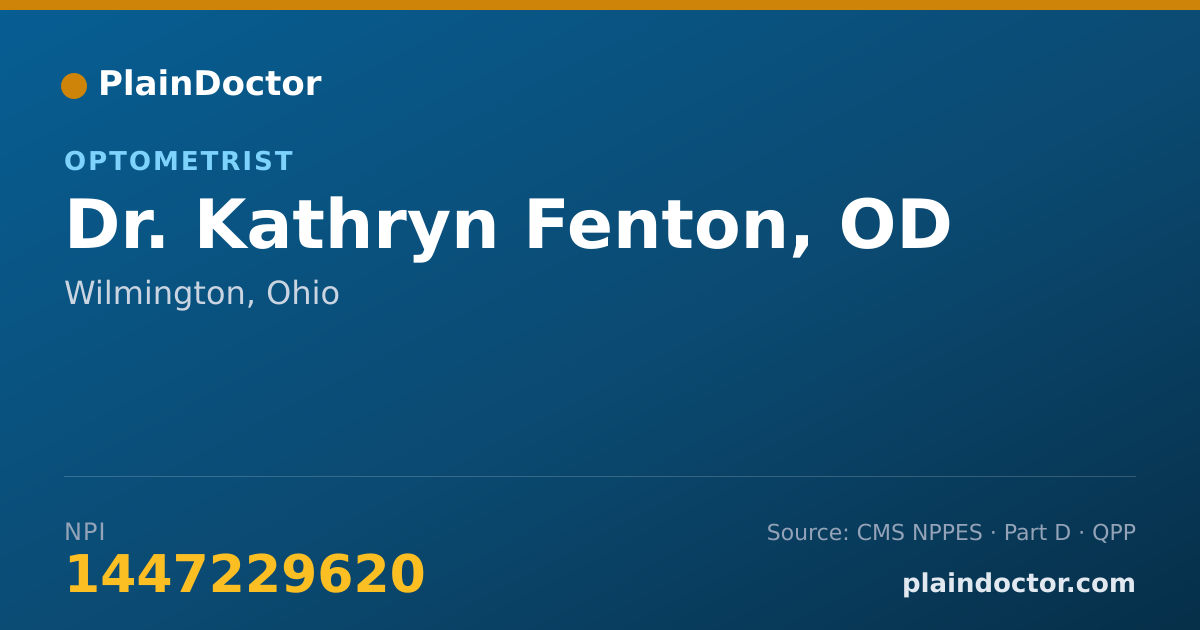 Shareable card for Kathryn Fenton, OD - Optometrist, Wilmington, OH