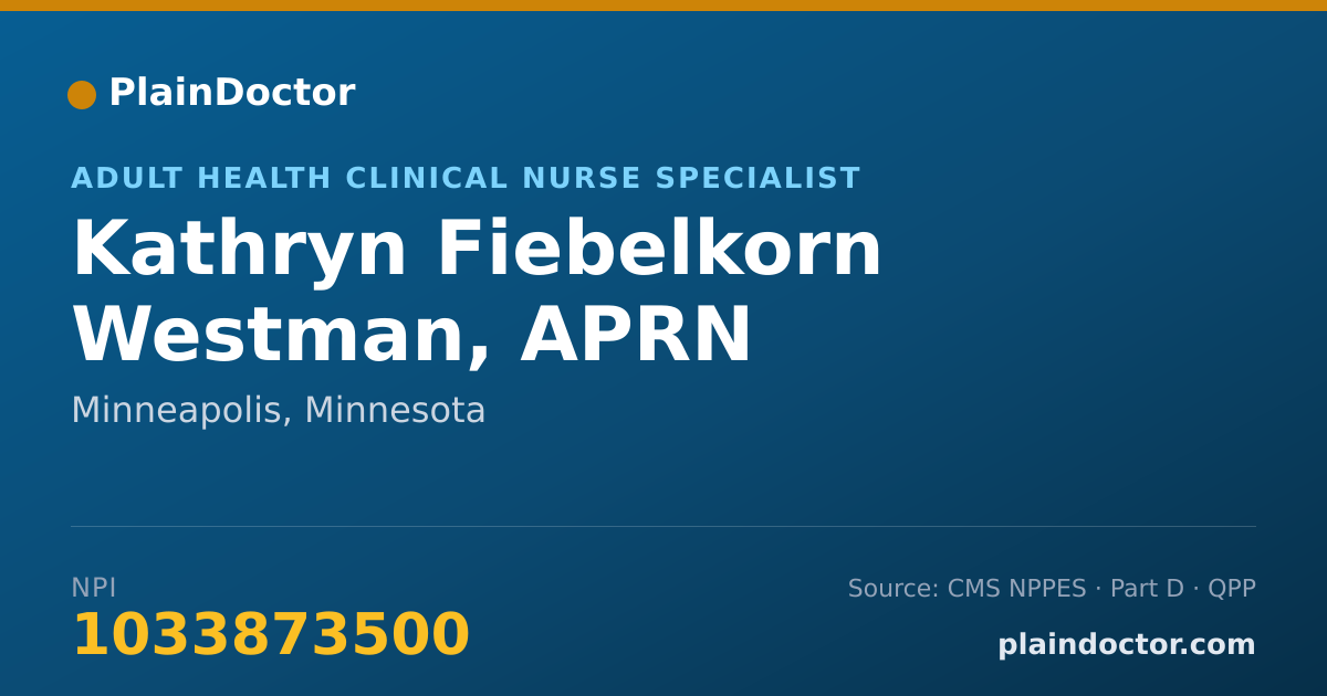 Shareable card for Kathryn Fiebelkorn Westman, APRN - Adult Health Clinical Nurse Specialist, Minneapolis, MN