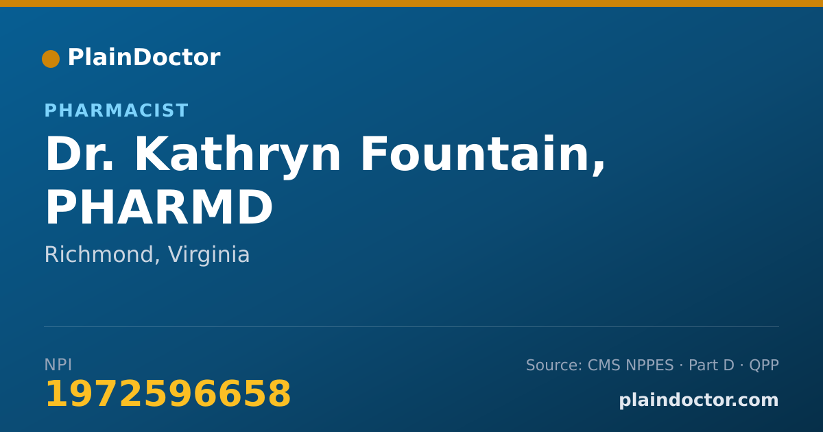 Shareable card for Kathryn Fountain, PHARMD - Pharmacist, Richmond, VA