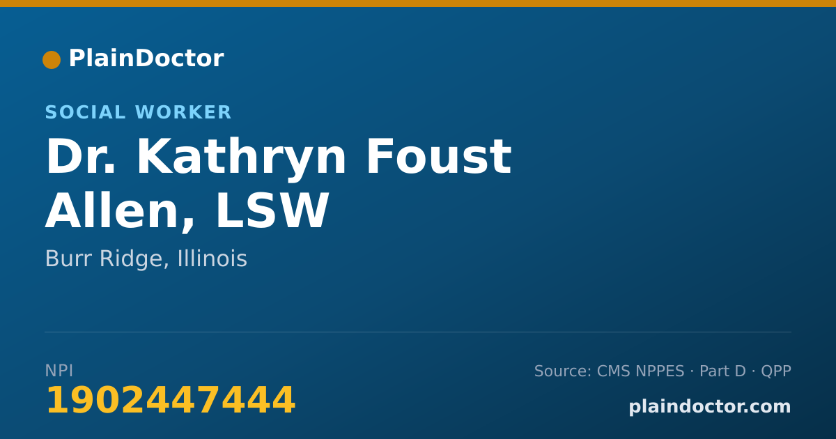 Shareable card for Kathryn Foust Allen, LSW - Social Worker, Burr Ridge, IL