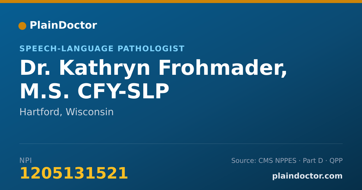 Shareable card for Kathryn Frohmader, M.S. CFY-SLP - Speech-Language Pathologist, Hartford, WI
