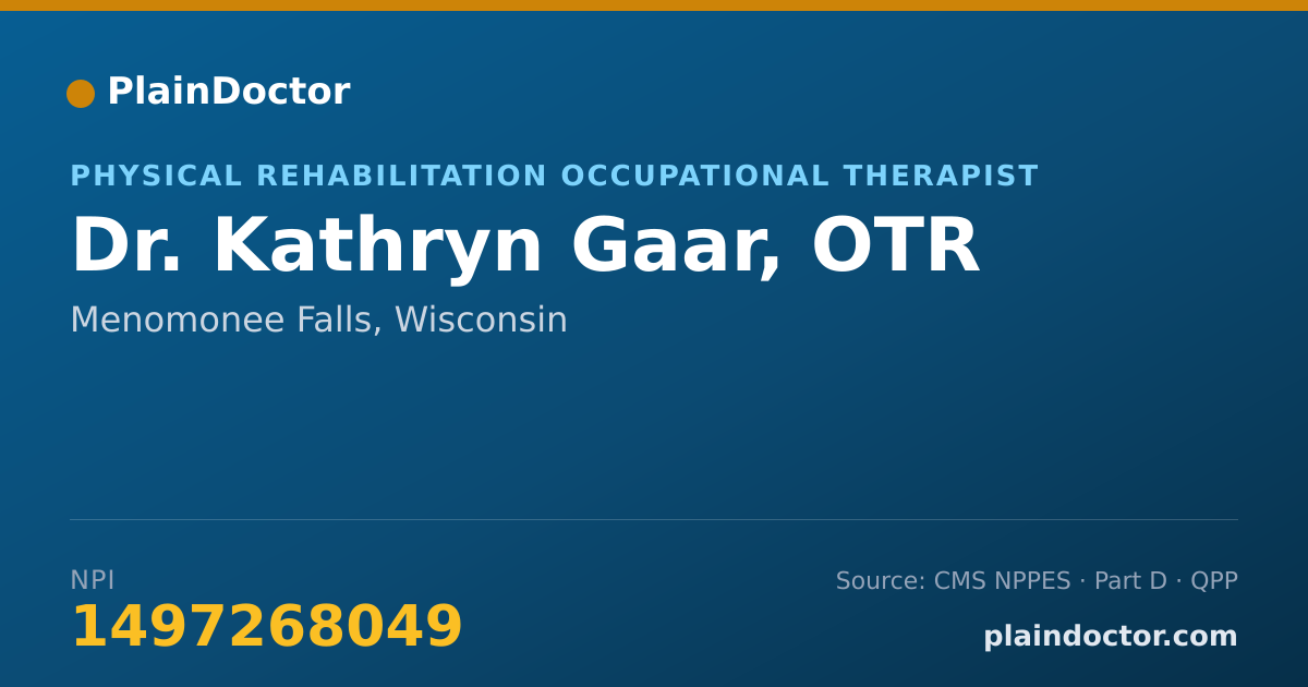Shareable card for Kathryn Gaar, OTR - Physical Rehabilitation Occupational Therapist, Menomonee Falls, WI