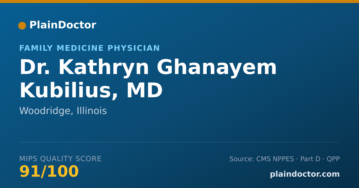 Shareable card for Kathryn Ghanayem Kubilius, MD - Family Medicine Physician, Woodridge, IL