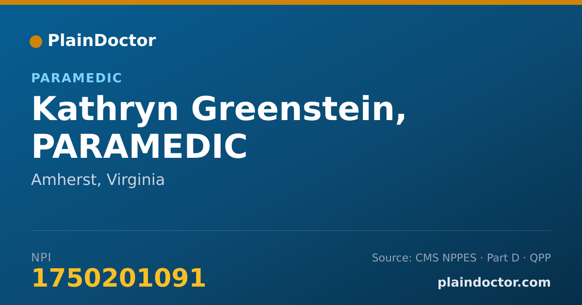 Shareable card for Kathryn Greenstein, PARAMEDIC - Paramedic, Amherst, VA