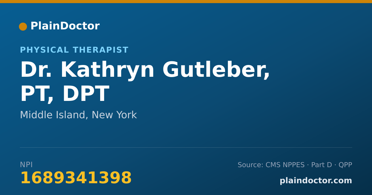 Shareable card for Kathryn Gutleber, PT, DPT - Physical Therapist, Middle Island, NY