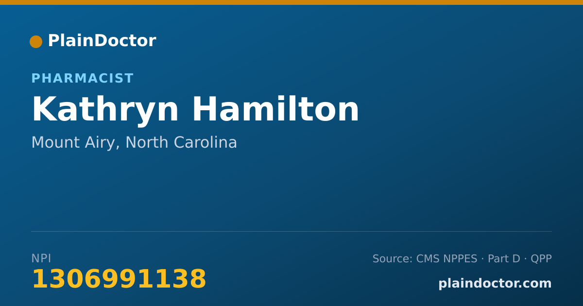 Shareable card for Kathryn Hamilton - Pharmacist, Mount Airy, NC