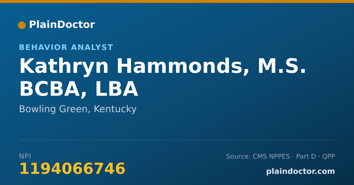 Shareable card for Kathryn Hammonds, M.S. BCBA, LBA - Behavior Analyst, Bowling Green, KY