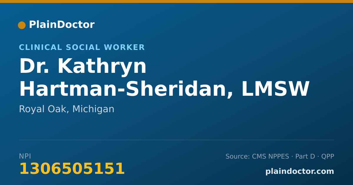 Shareable card for Kathryn Hartman-Sheridan, LMSW - Clinical Social Worker, Royal Oak, MI