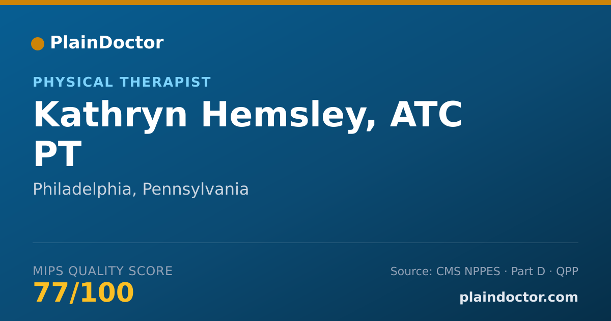 Shareable card for Kathryn Hemsley, ATC PT - Physical Therapist, Philadelphia, PA