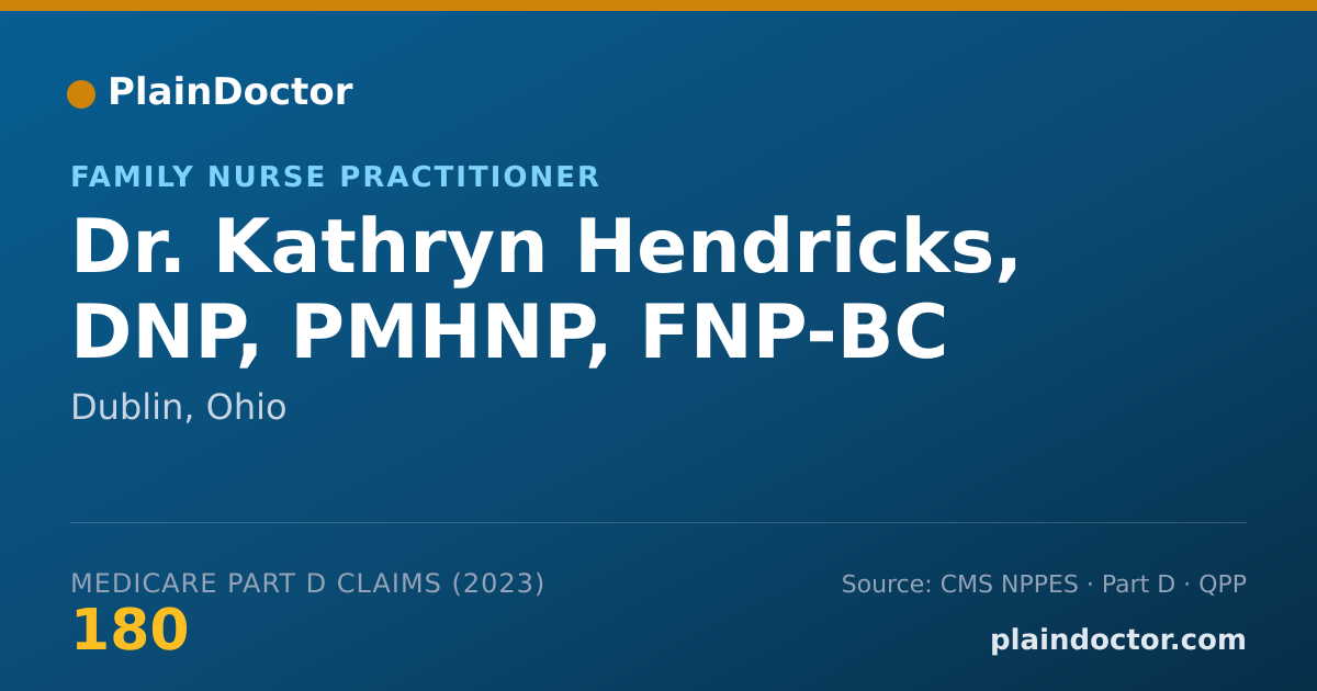 Shareable card for Kathryn Hendricks, DNP, PMHNP, FNP-BC - Family Nurse Practitioner, Dublin, OH