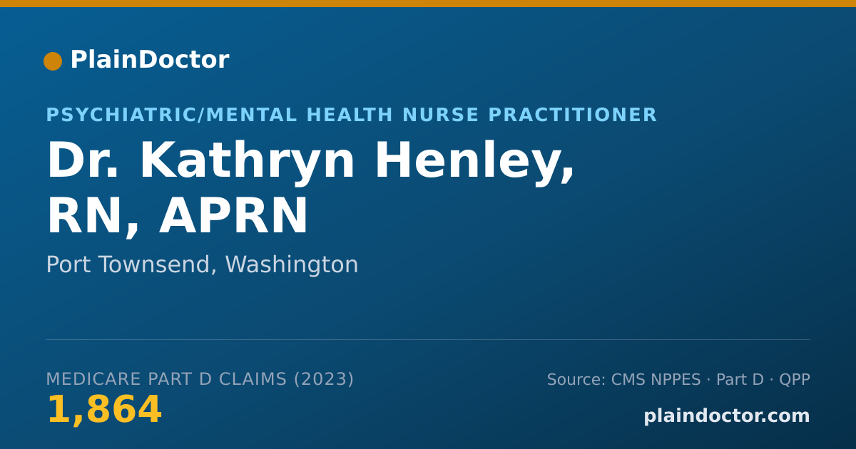 Shareable card for Kathryn Henley, RN, APRN - Psychiatric/Mental Health Nurse Practitioner, Port Townsend, WA