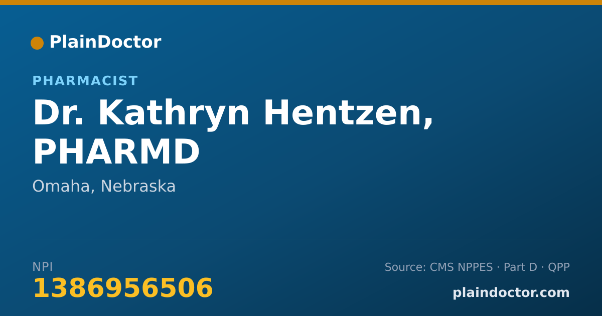 Shareable card for Kathryn Hentzen, PHARMD - Pharmacist, Omaha, NE