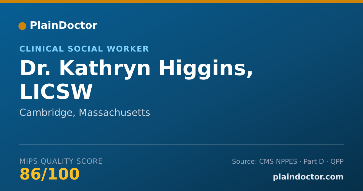 Shareable card for Kathryn Higgins, LICSW - Clinical Social Worker, Cambridge, MA