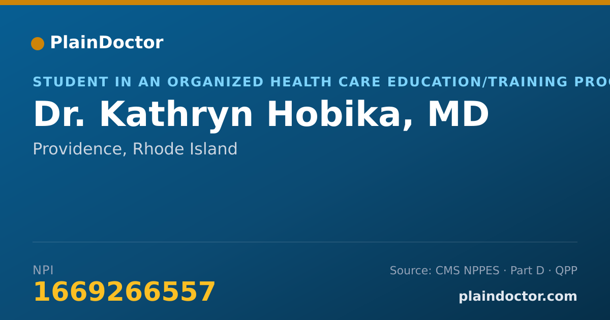 Shareable card for Kathryn Hobika, MD - Student in an Organized Health Care Education/Training Program, Providence, RI