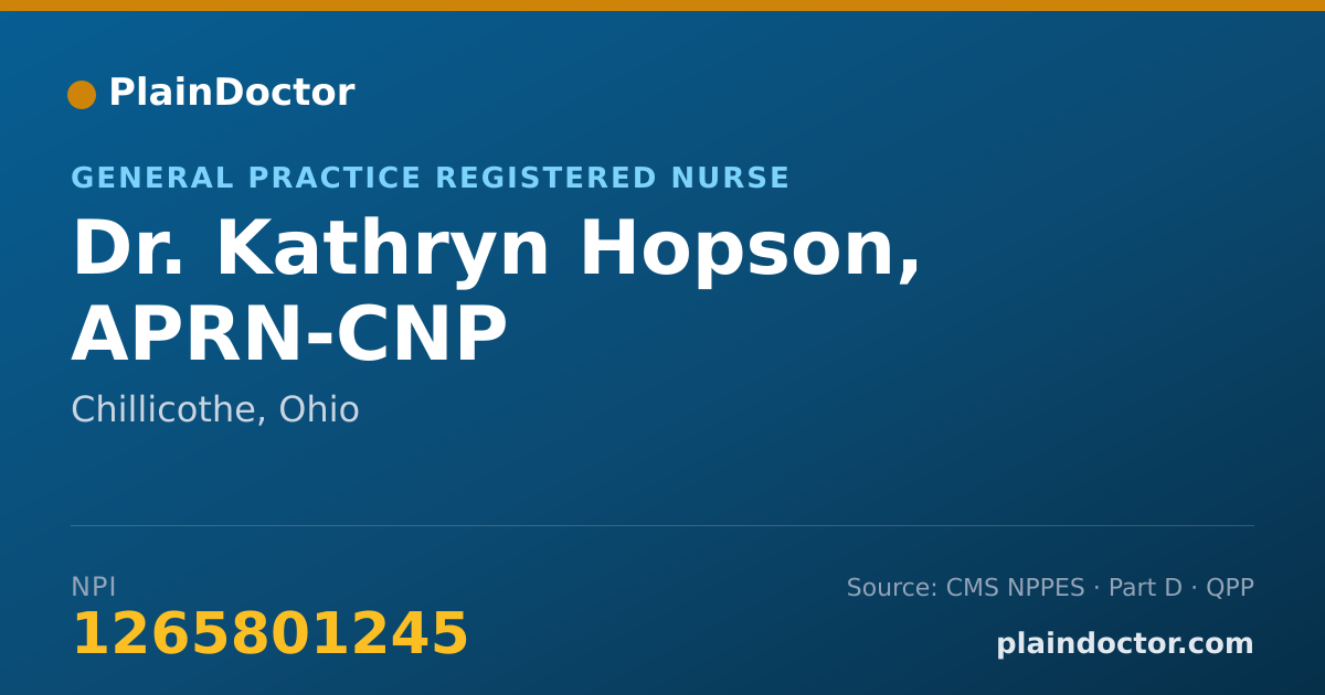 Shareable card for Kathryn Hopson, APRN-CNP - General Practice Registered Nurse, Chillicothe, OH