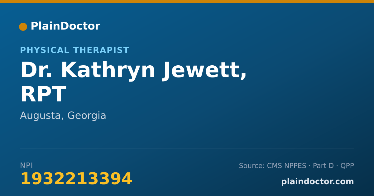 Shareable card for Kathryn Jewett, RPT - Physical Therapist, Augusta, GA