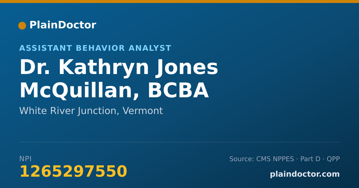 Shareable card for Kathryn Jones McQuillan, BCBA - Assistant Behavior Analyst, White River Junction, VT