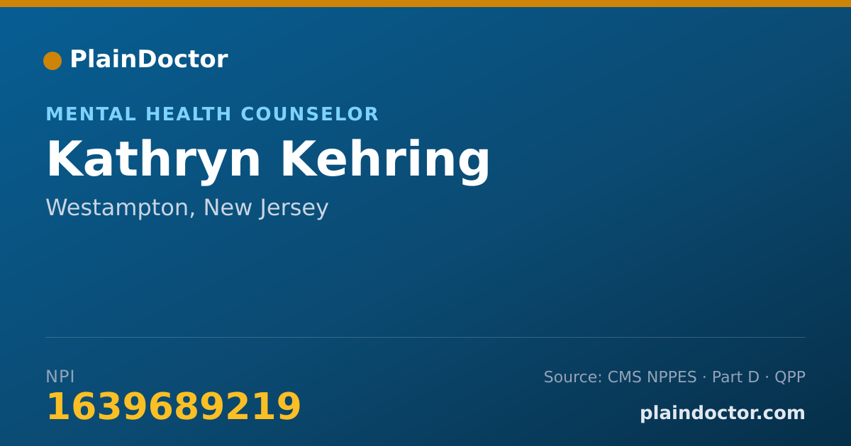 Shareable card for Kathryn Kehring - Mental Health Counselor, Westampton, NJ