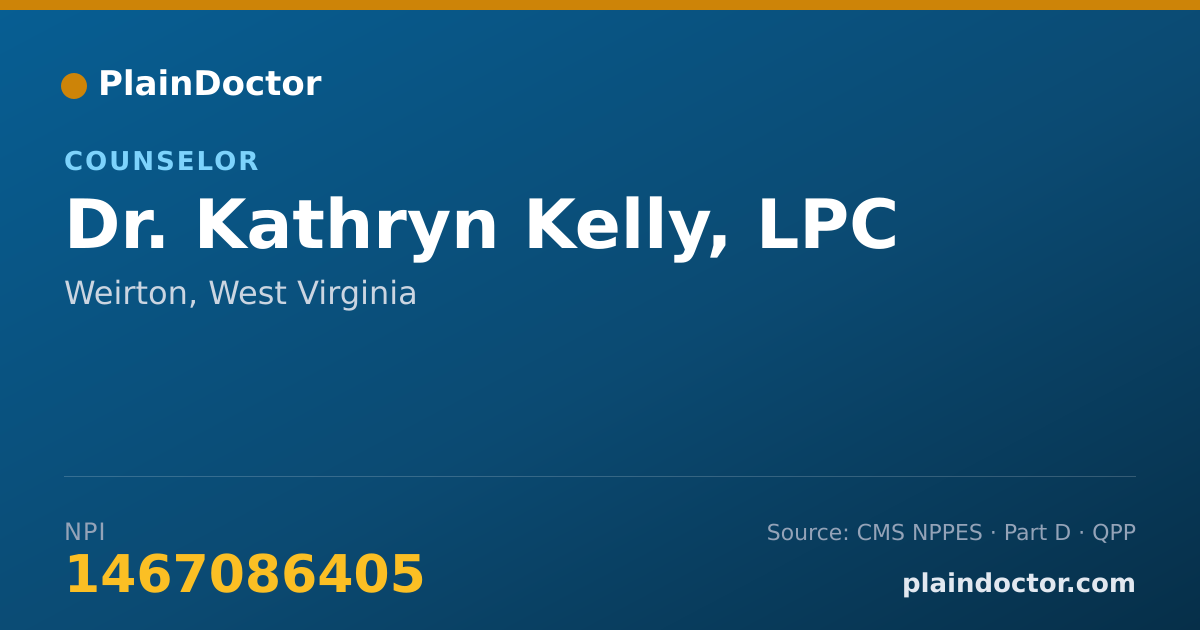 Shareable card for Kathryn Kelly, LPC - Counselor, Weirton, WV