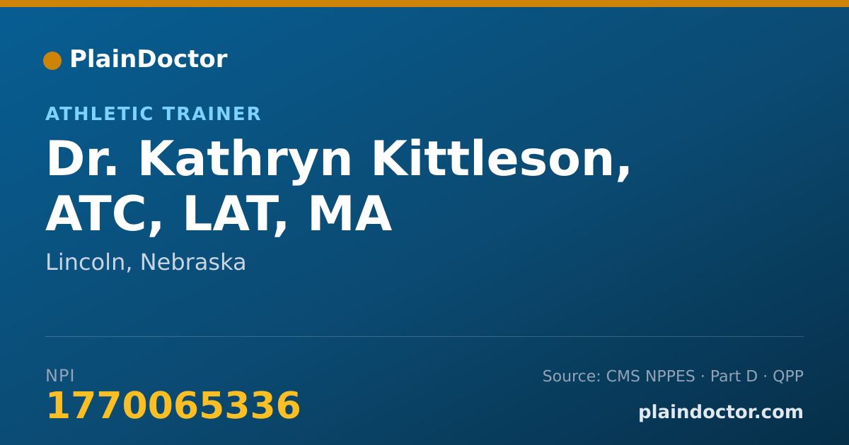 Shareable card for Kathryn Kittleson, ATC, LAT, MA - Athletic Trainer, Lincoln, NE
