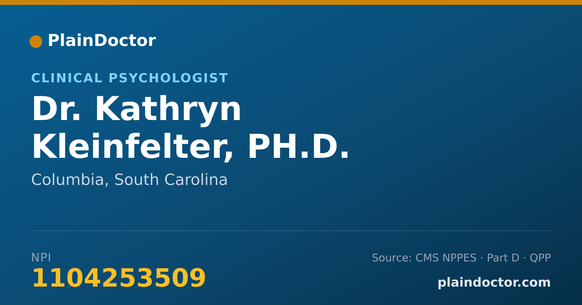 Shareable card for Kathryn Kleinfelter, PH.D. - Clinical Psychologist, Columbia, SC