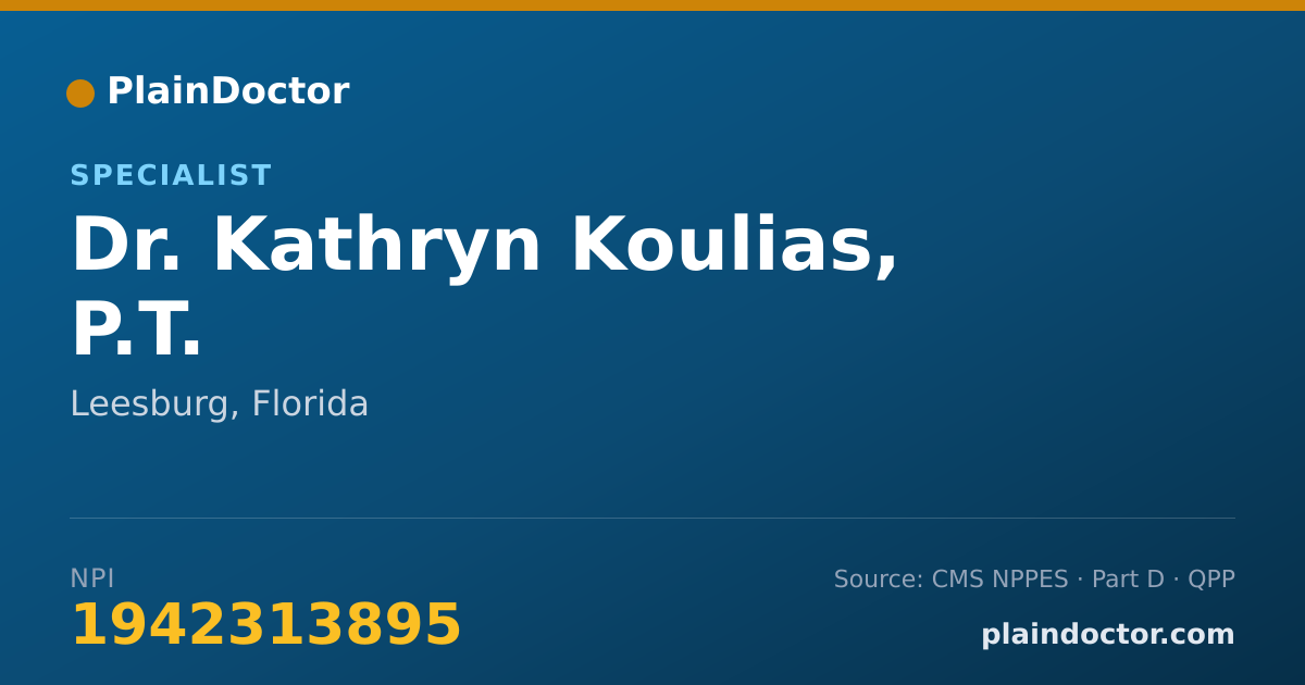 Shareable card for Kathryn Koulias, P.T. - Specialist, Leesburg, FL
