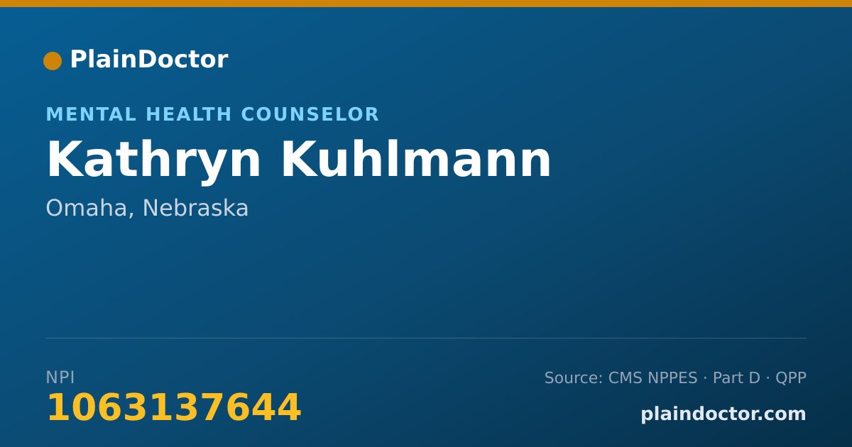 Shareable card for Kathryn Kuhlmann - Mental Health Counselor, Omaha, NE