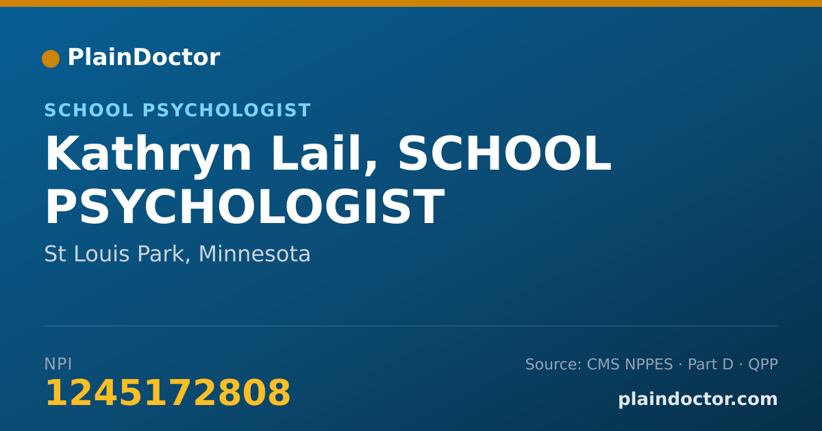 Shareable card for Kathryn Lail, SCHOOL PSYCHOLOGIST - School Psychologist, St Louis Park, MN