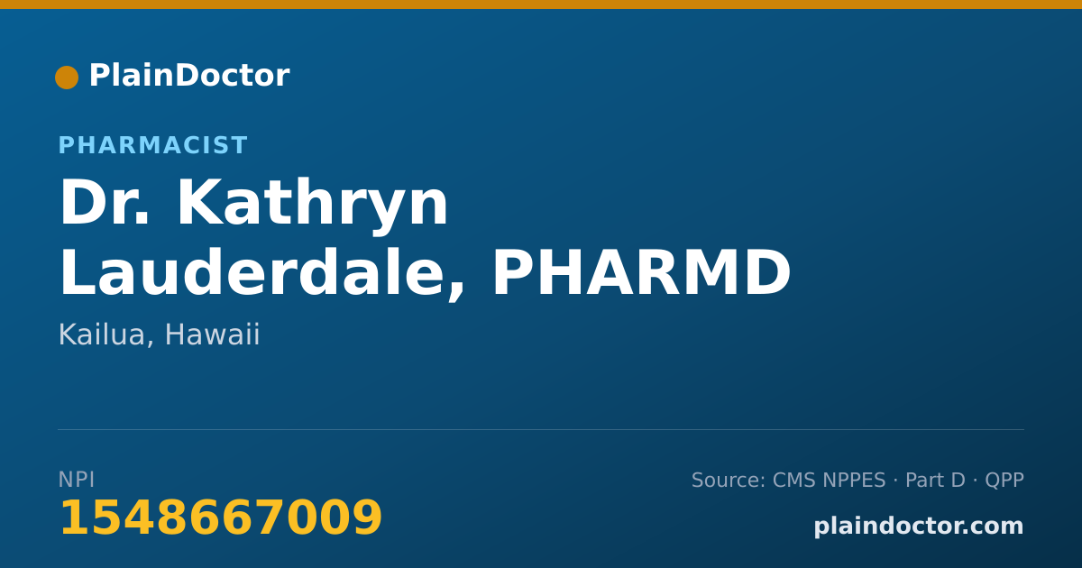 Shareable card for Kathryn Lauderdale, PHARMD - Pharmacist, Kailua, HI