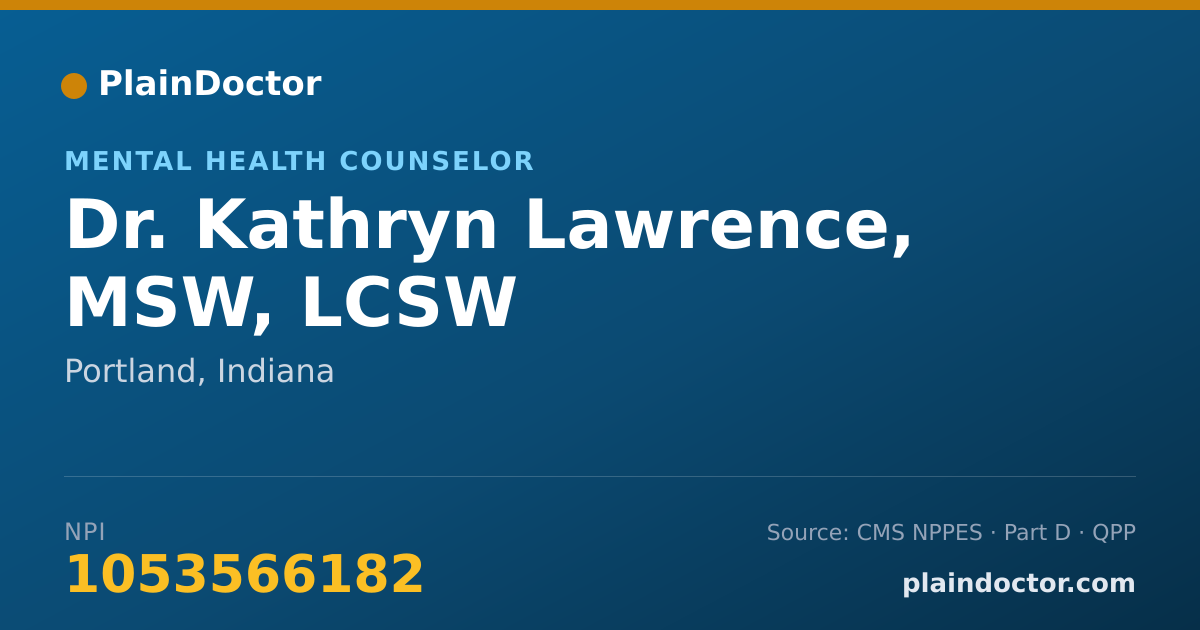 Shareable card for Kathryn Lawrence, MSW, LCSW - Mental Health Counselor, Portland, IN