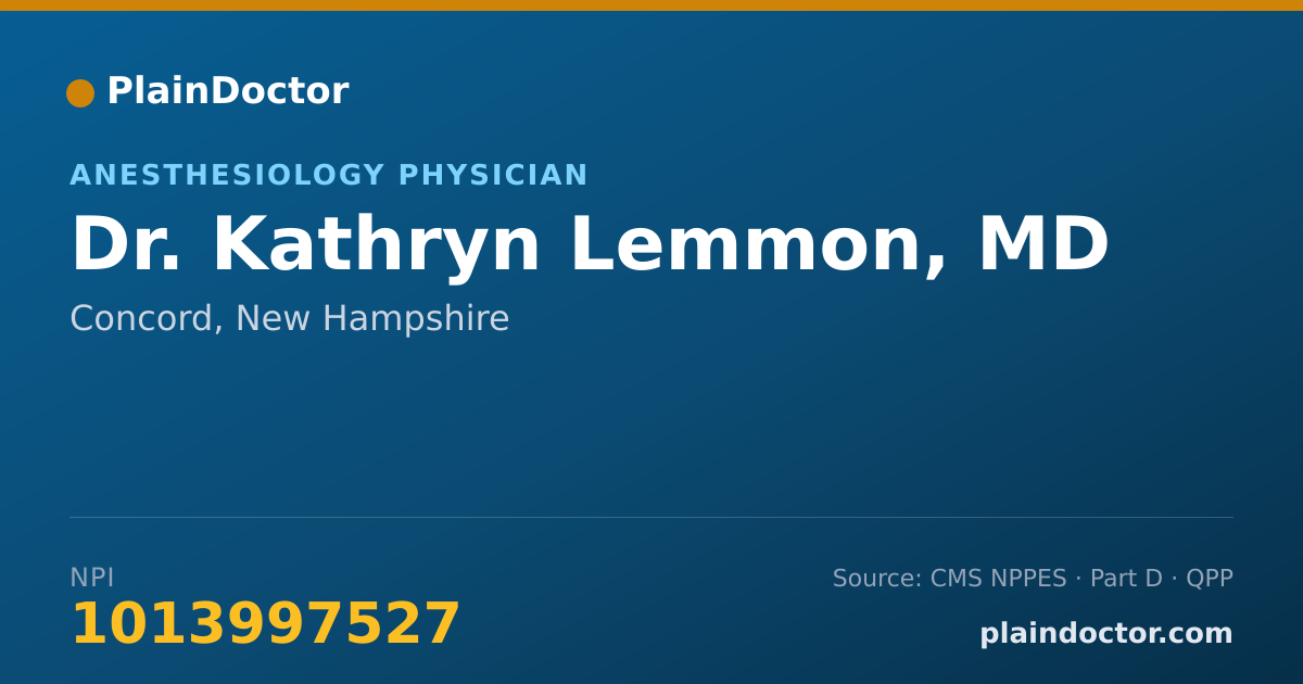 Shareable card for Kathryn Lemmon, MD - Anesthesiology Physician, Concord, NH