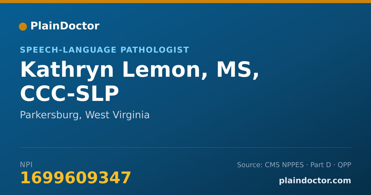 Shareable card for Kathryn Lemon, MS, CCC-SLP - Speech-Language Pathologist, Parkersburg, WV