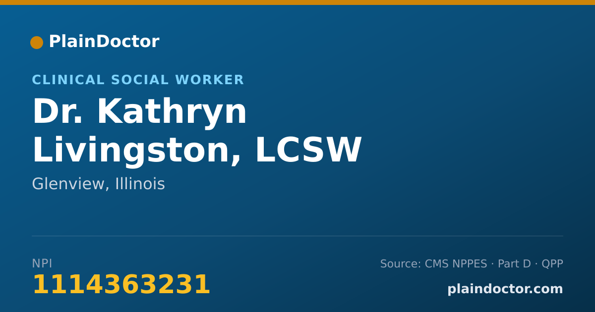 Shareable card for Kathryn Livingston, LCSW - Clinical Social Worker, Glenview, IL
