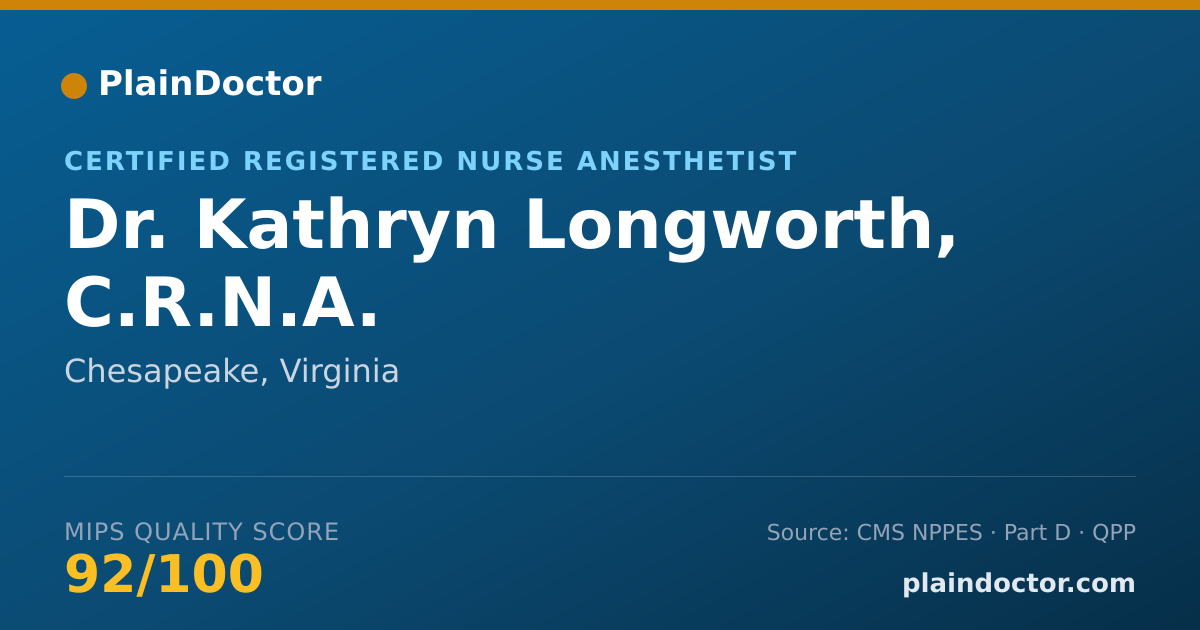 Shareable card for Kathryn Longworth, C.R.N.A. - Certified Registered Nurse Anesthetist, Chesapeake, VA