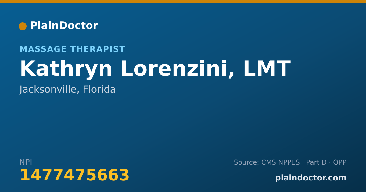 Shareable card for Kathryn Lorenzini, LMT - Massage Therapist, Jacksonville, FL