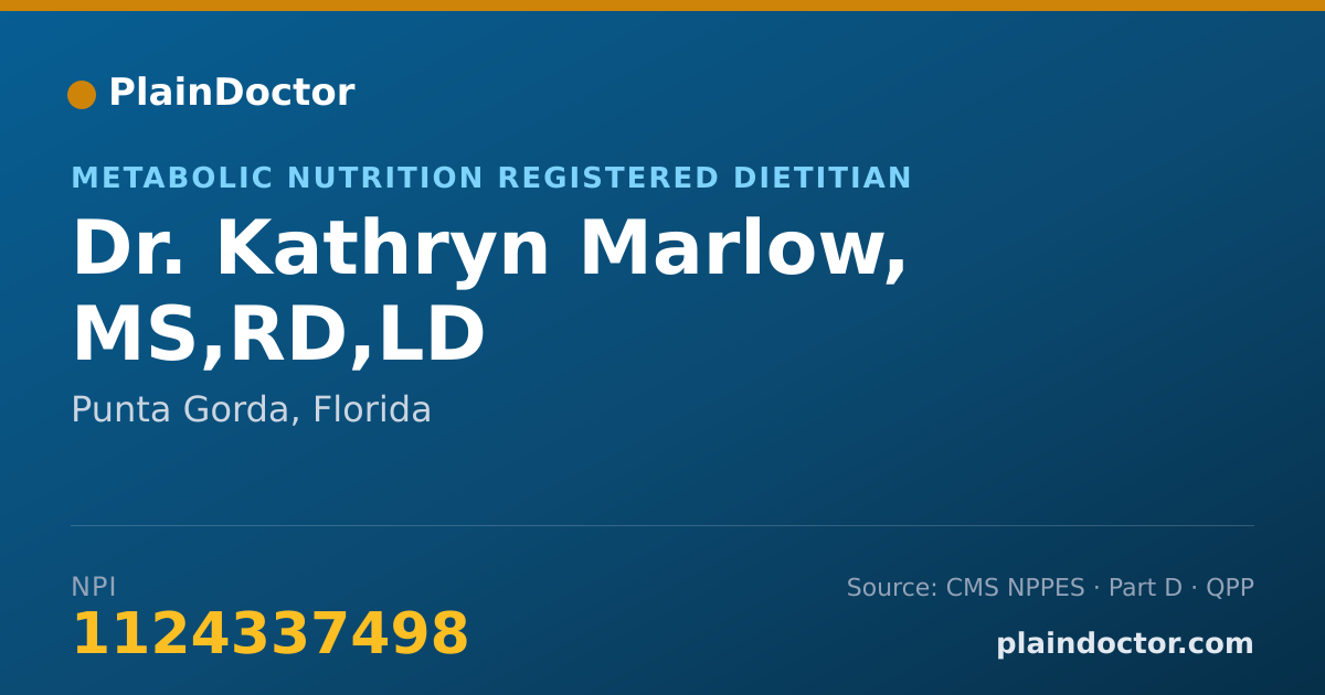 Shareable card for Kathryn Marlow, MS,RD,LD - Metabolic Nutrition Registered Dietitian, Punta Gorda, FL