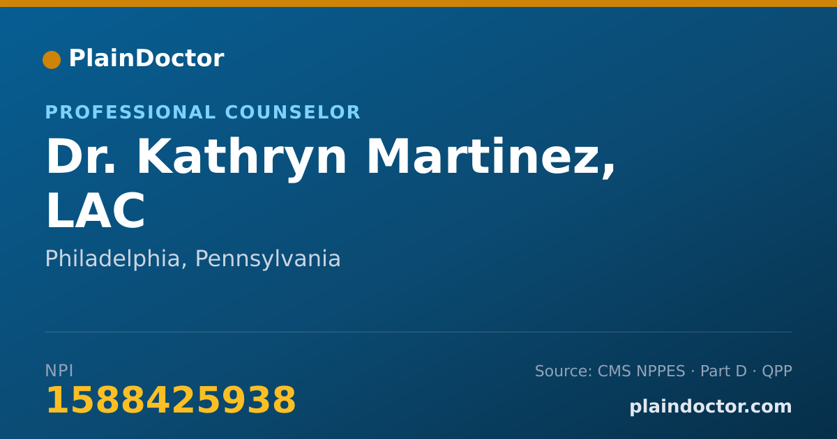 Shareable card for Kathryn Martinez, LAC - Professional Counselor, Philadelphia, PA