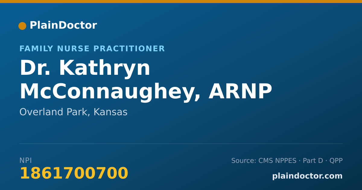 Shareable card for Kathryn McConnaughey, ARNP - Family Nurse Practitioner, Overland Park, KS