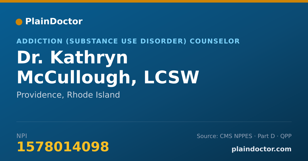 Shareable card for Kathryn McCullough, LCSW - Addiction (Substance Use Disorder) Counselor, Providence, RI